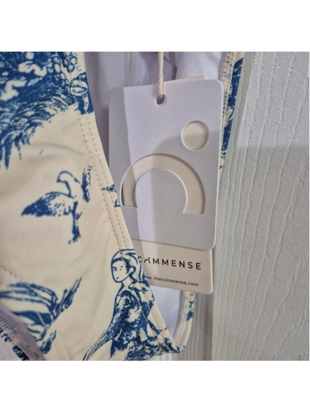 Women's COMMENSE White & Blue Toile Print One Piece Swimsuit S - Picture 6 of 9